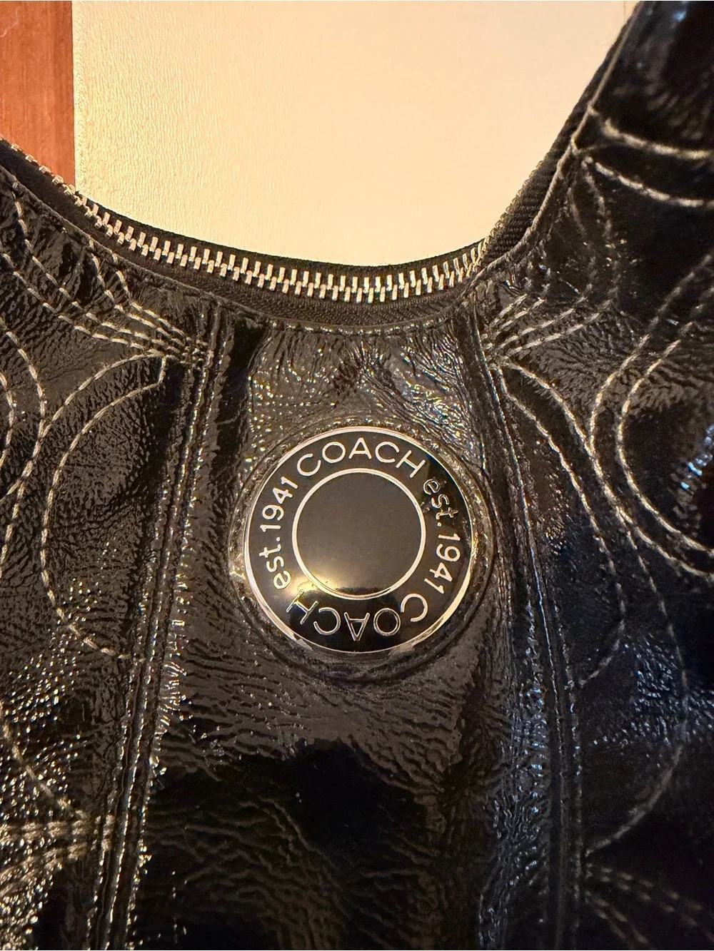 Coach Black Quilted Signature Hobo Bag